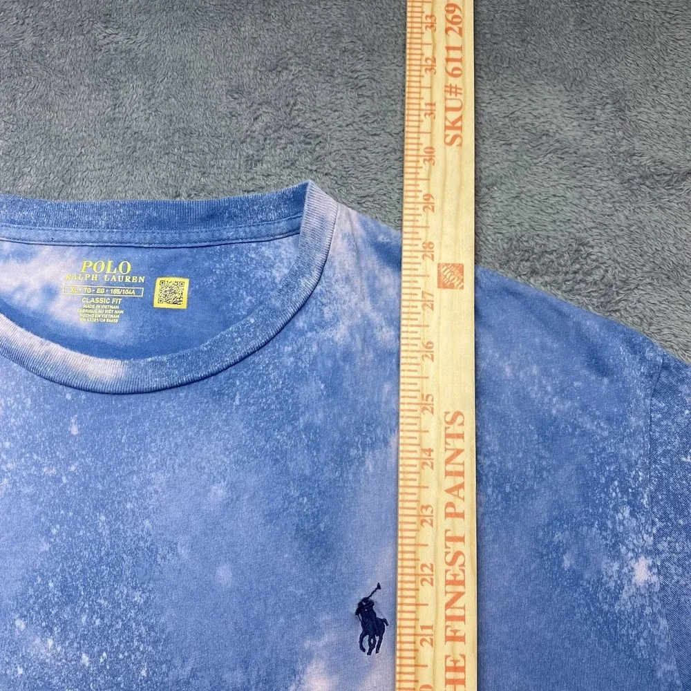 Polo Ralph Lauren T-Shirt Men's XL Blue Short Sleeve Distressed Bleach Dyed